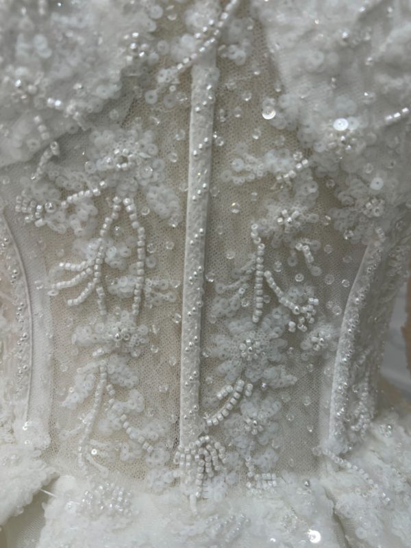PD009- BYG SHINY BEADING LACE BALL GOWN WITH LONG SLEEVES - Image 4