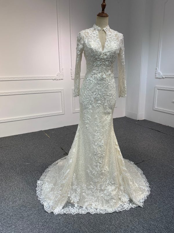 BYG TOP QUALITY LACE MERMAID DRESS WITH DETACHABLE TRAIN - Image 3