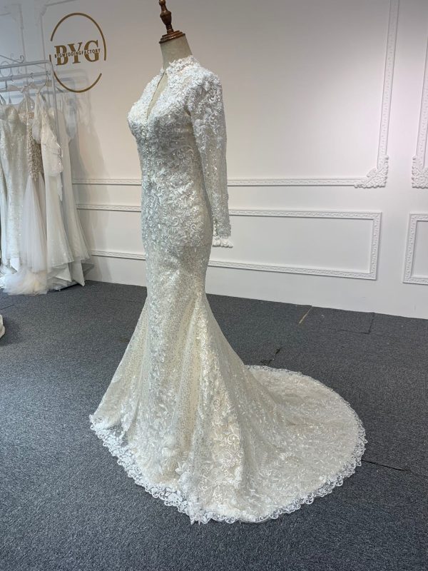 BYG TOP QUALITY LACE MERMAID DRESS WITH DETACHABLE TRAIN - Image 4
