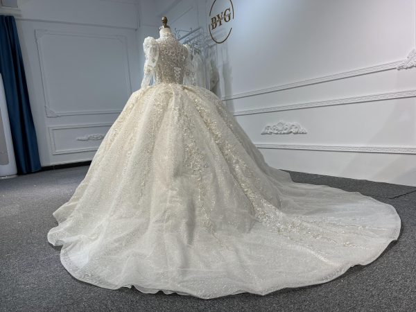 Z304-Gorgeous Long Sleeve High Neck Beaded Wedding Dress - Image 4