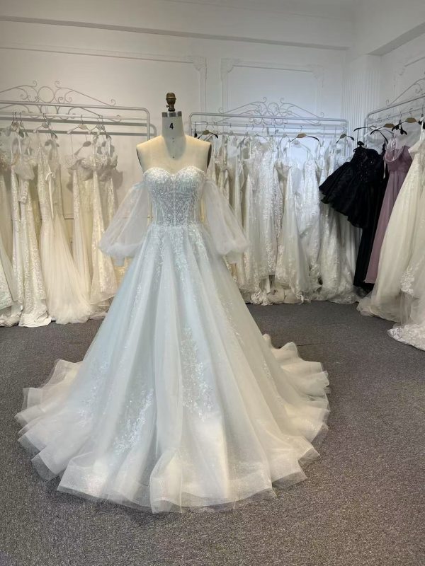 BYG502 OFF-THE-SHOULDER A LINE STYLE PAIRED WITH THE ACTIVITY SLEEVES WHICH ALLOW YOU TO CHOOSE ONE FROM TWO OPTIONS - Image 3