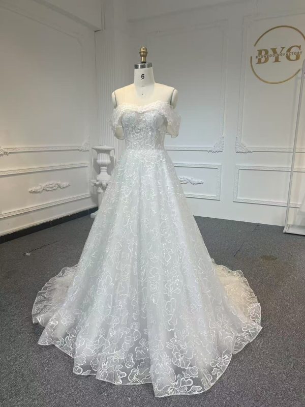 BYG 507  DETACHABLE OFF-THE-SHOULDRE A-LINE DRESS