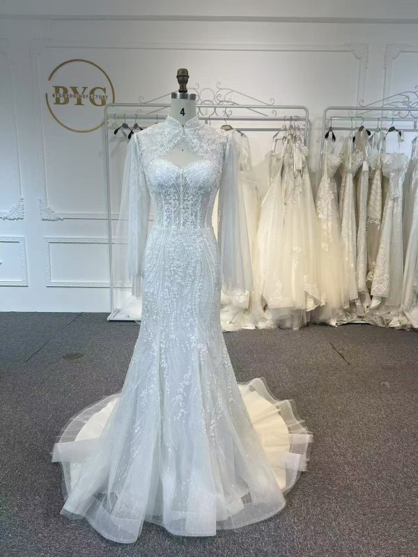 BYG504 A MERMAID DRESS PAIRED WITH A SMALL COAT. - Image 3