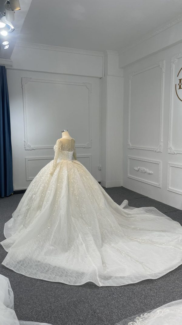 29811- BYG Long sleeve illusion tulle beadings and sequins ballgown - Image 4