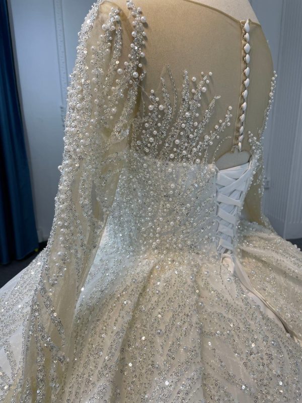 29811- BYG Long sleeve illusion tulle beadings and sequins ballgown - Image 5