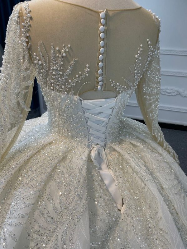 29811- BYG Long sleeve illusion tulle beadings and sequins ballgown - Image 6