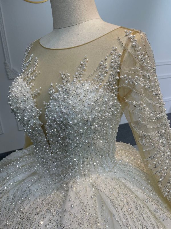 29811- BYG Long sleeve illusion tulle beadings and sequins ballgown - Image 7