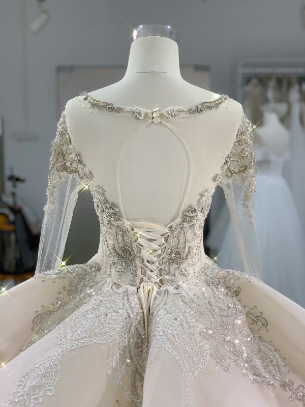 BYG luxury stunning heavy beadings wedding dress with cathedral train - Image 3
