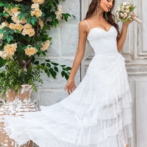 BYG-13 Spaghetti strap layered slim fit gown A-line dress