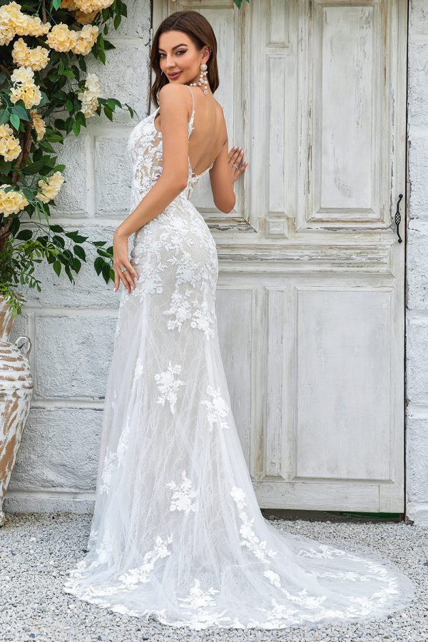 BYG-14 High-end lace, deep V, spaghetti straps,A-Line wedding dress - Image 2