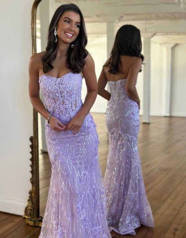 BYG-20 Strapless Skirt With high-end lace appliqués, Mermaid evening dress, - Image 2