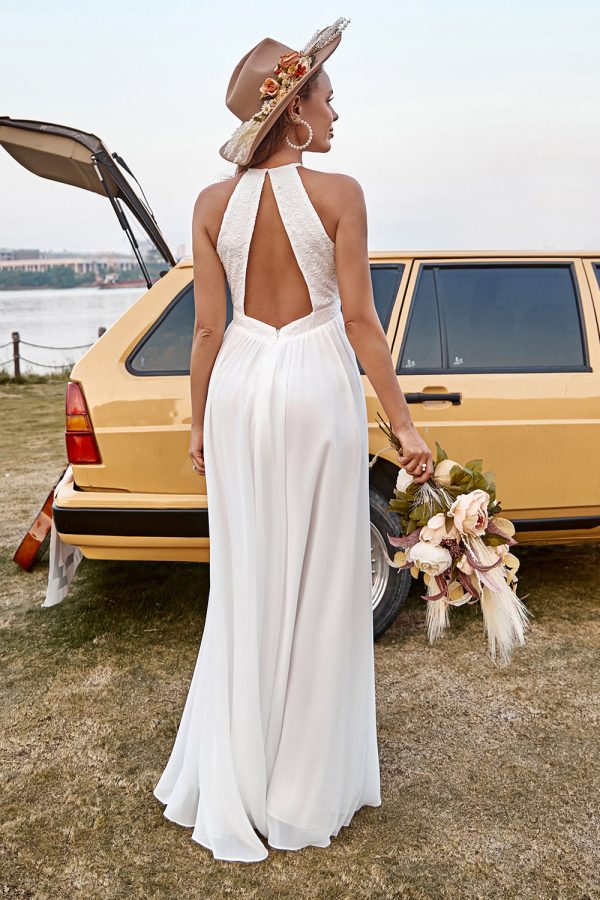 BYG-5 Sleeveless halter neckline, vented hem, A-line - Image 2