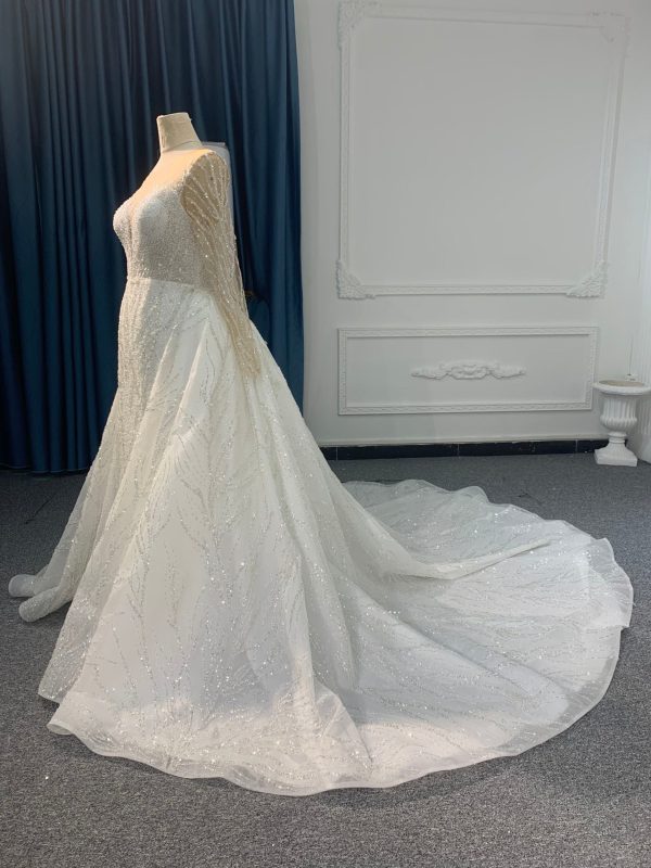BYG23-23 Long-sleeved deep V Mermaid wedding dress + detachable Tail - Image 2