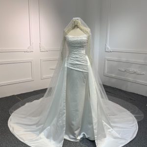 BYG23-25 Long-sleeve premium satin pearl mermaid dress+detachable tail