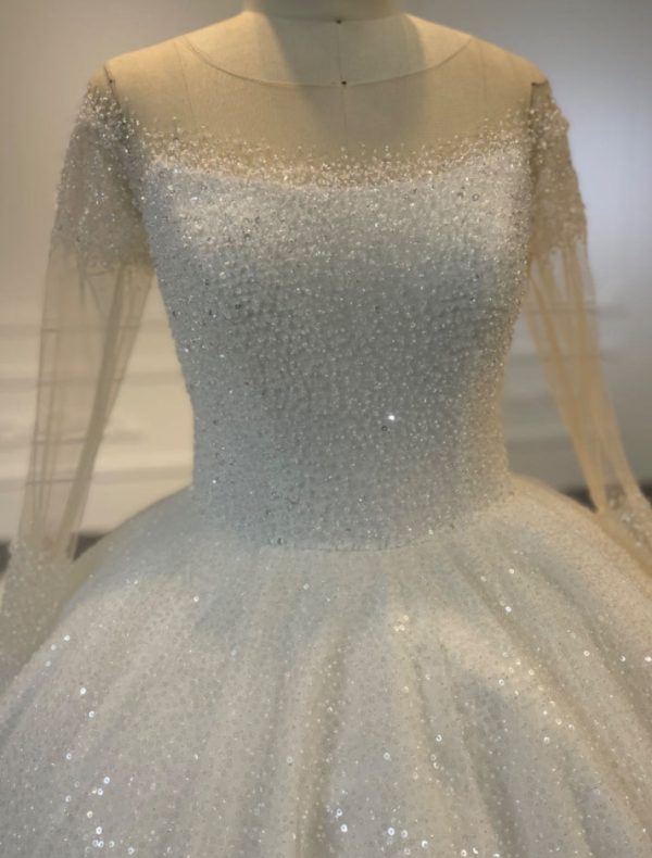 BYG24-15 THE UPPER BODY BEADED LUXURY LONG SLEEVE BALL GOWN - Image 3
