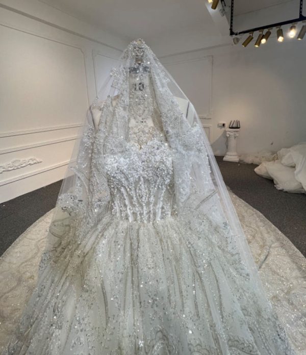 BYG24-19 LUXURY STRAPLESS HEAVY BEADING  BALL GOWN WEDDING DRESS - Image 2