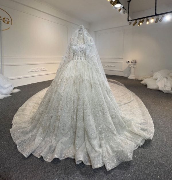 BYG24-19 LUXURY STRAPLESS HEAVY BEADING  BALL GOWN WEDDING DRESS - Image 5