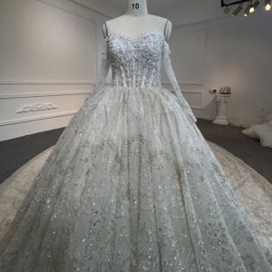 BYG24-19 LUXURY STRAPLESS HEAVY BEADING  BALL GOWN WEDDING DRESS