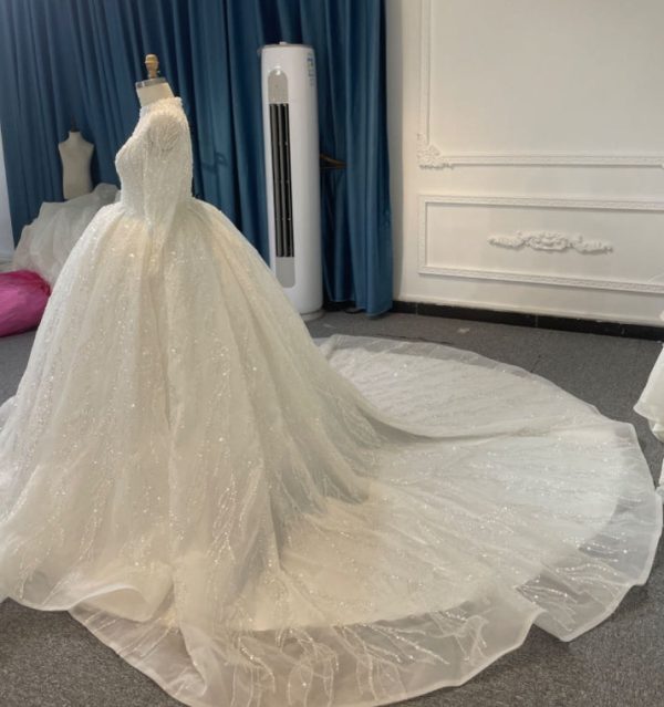 BYG24-26 HEAVY BEADING LACE BACK STRAP BALL GOWN WEDDING DRESS - Image 5