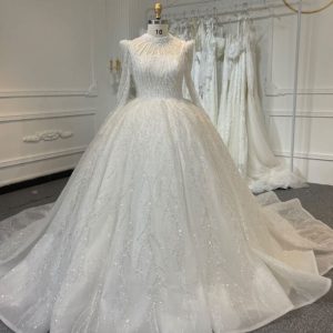 BYG24-26 HEAVY BEADING LACE BACK STRAP BALL GOWN WEDDING DRESS