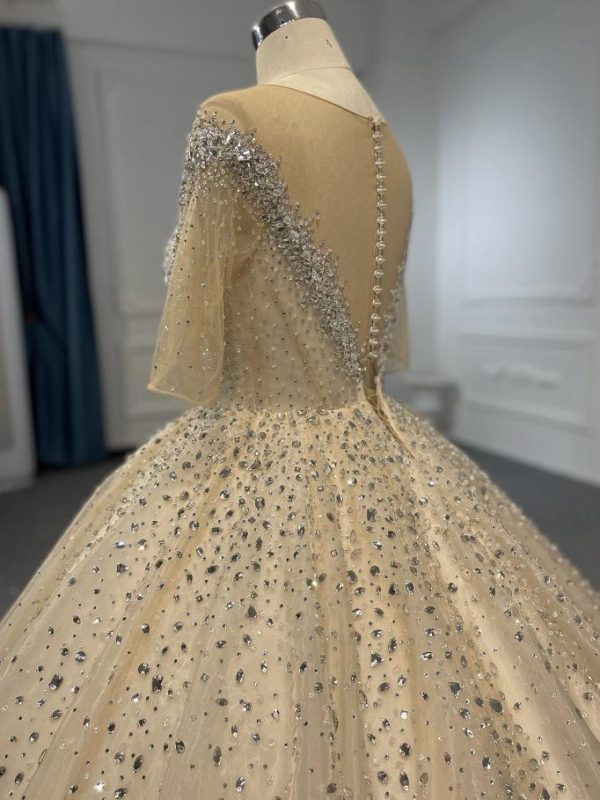 BYG24-33 HEAVY THREE D DIAMOND SHINY BALL GOWN WEDDING DRESS - Image 3