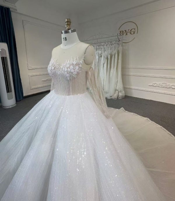 BYG24-35 FLOWER LACE COVER UP CHEST BALL GOWN WEDDING DRESS - Image 5