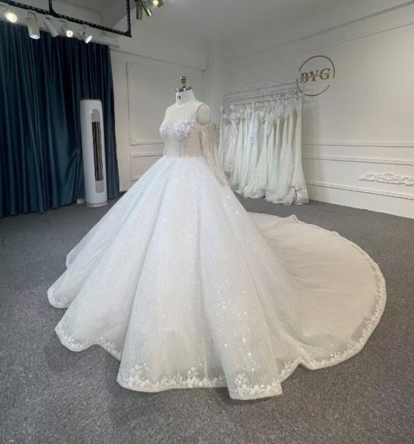 BYG24-35 FLOWER LACE COVER UP CHEST BALL GOWN WEDDING DRESS - Image 4