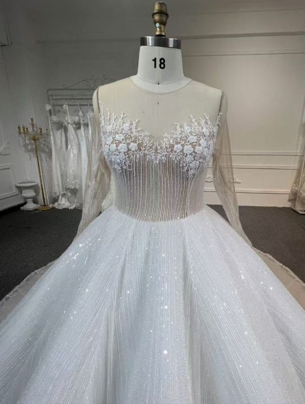 BYG24-35 FLOWER LACE COVER UP CHEST BALL GOWN WEDDING DRESS - Image 3