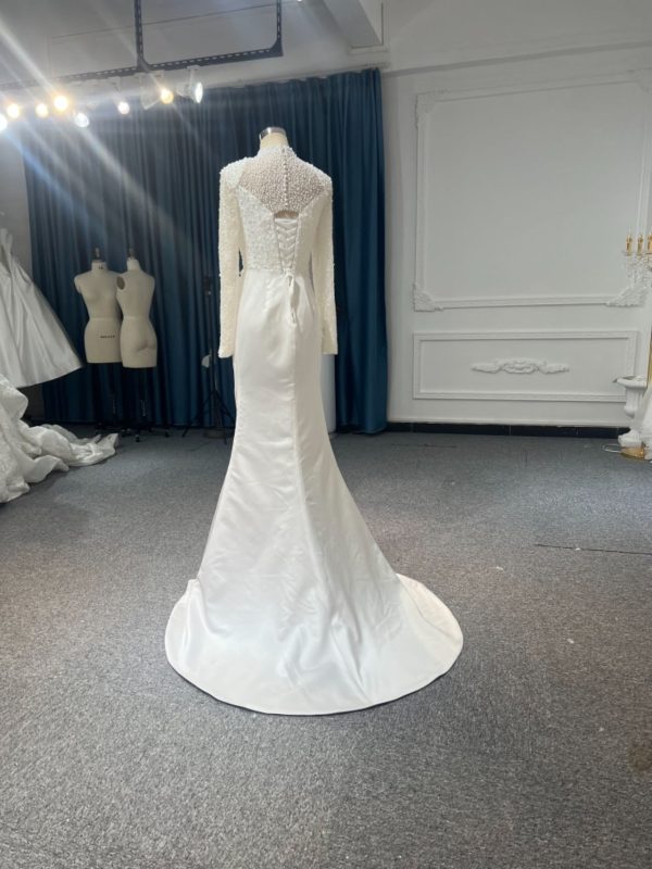 BYG24-5 LUXURIOUS BEADED SATIN MERMAID WEDDING DRESS DETACHABLE TRAIN - Image 8