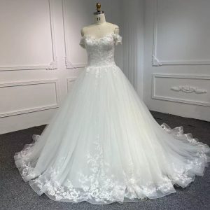 BYG #29633-2 SHOULDER STRAP HAND-BEADED LARGE CANOPY WEDDING DRESS