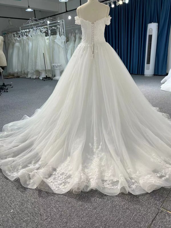 BYG #29633-2 SHOULDER STRAP HAND-BEADED LARGE CANOPY WEDDING DRESS - Image 3