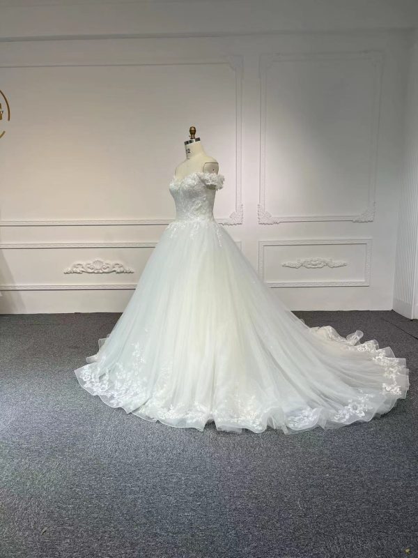 BYG #29633-2 SHOULDER STRAP HAND-BEADED LARGE CANOPY WEDDING DRESS - Image 2