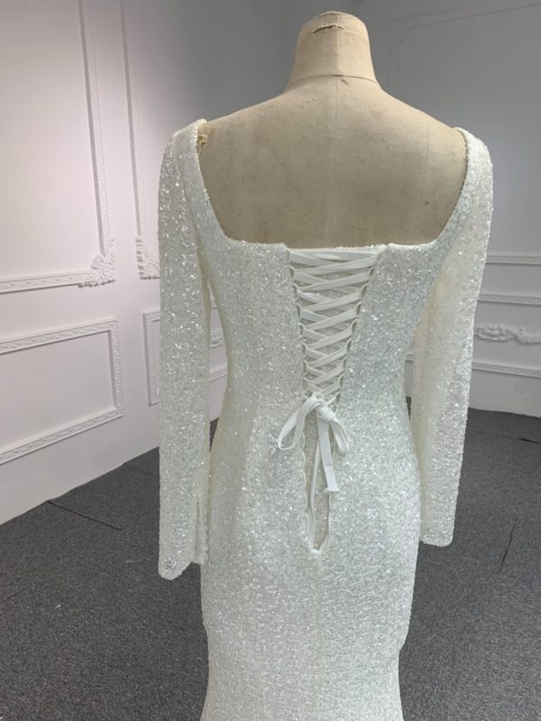 BYG# 703 Long sleeve square neck slim fit Mermaid wedding dress - Image 5
