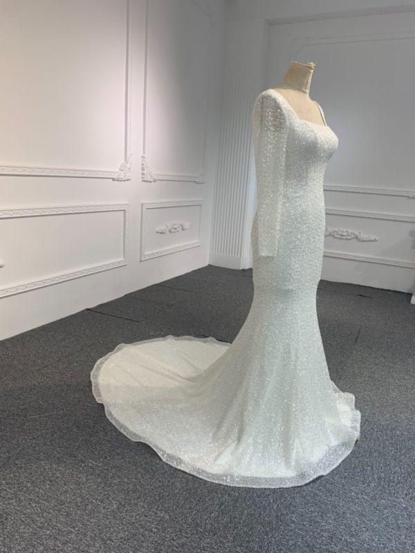 BYG# 703 Long sleeve square neck slim fit Mermaid wedding dress - Image 2