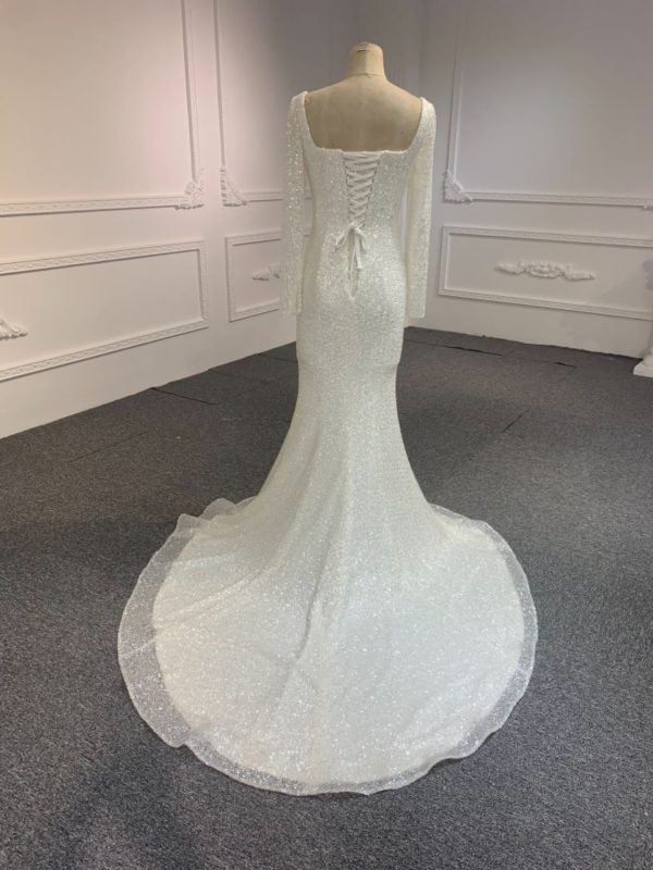 BYG# 703 Long sleeve square neck slim fit Mermaid wedding dress - Image 3