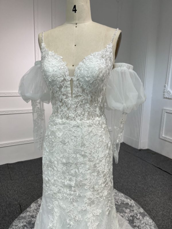 BYG#LB43 DEEP V NECKLINE MERMAID WEDDING DRESS WITH SMALL SHOULDER STRAP - Image 2