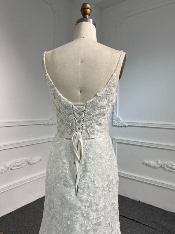 BYG#LB43 DEEP V NECKLINE MERMAID WEDDING DRESS WITH SMALL SHOULDER STRAP - Image 9