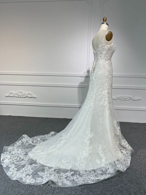 BYG#LB43 DEEP V NECKLINE MERMAID WEDDING DRESS WITH SMALL SHOULDER STRAP - Image 6