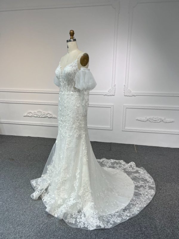 BYG#LB43 DEEP V NECKLINE MERMAID WEDDING DRESS WITH SMALL SHOULDER STRAP - Image 3