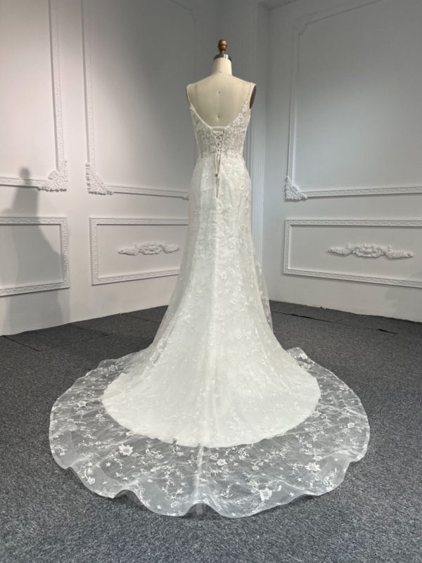 BYG#LB44 DEEP V NECKLINE MERMAID WEDDING DRESS WITH SMALL SHOULDER STRAP - Image 3