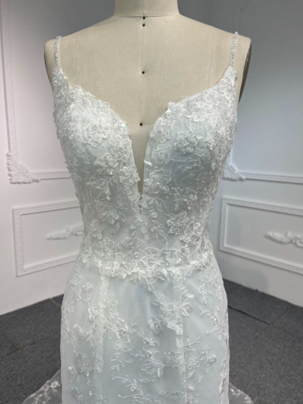 BYG#LB44 DEEP V NECKLINE MERMAID WEDDING DRESS WITH SMALL SHOULDER STRAP - Image 4