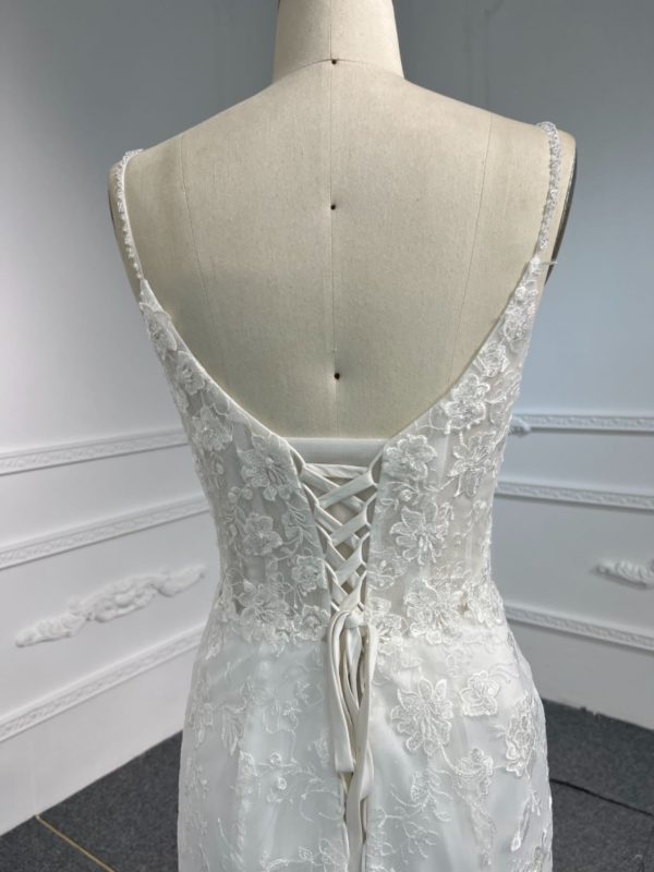 BYG#LB44 DEEP V NECKLINE MERMAID WEDDING DRESS WITH SMALL SHOULDER STRAP - Image 5
