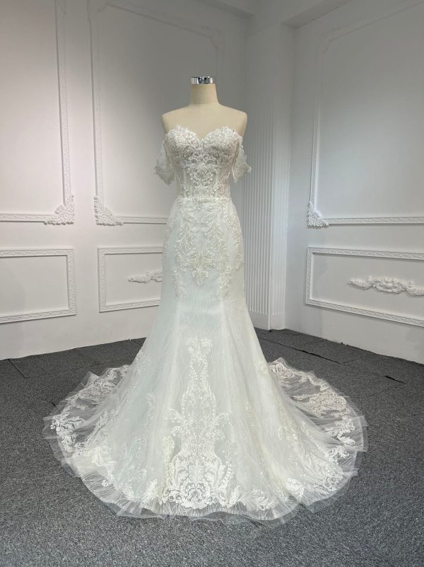 BYG#LB45 HOT SALING LACE BEADING MERMAID WEDDING DRESS