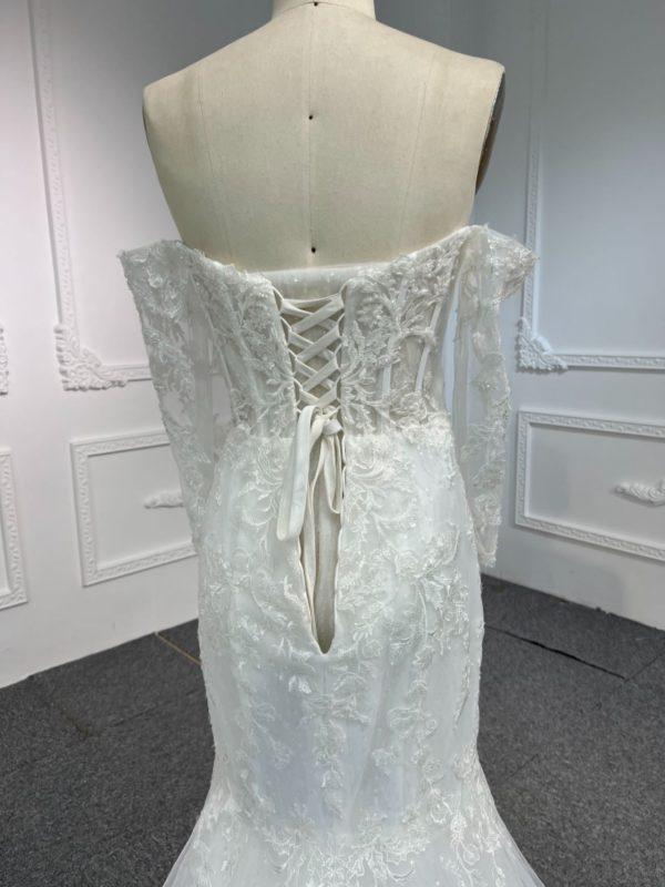 BYG#LB47 LACE BEADINGS MERMAID DRESS WEDDING DRESS WITH LONG SLEEVE - Image 5