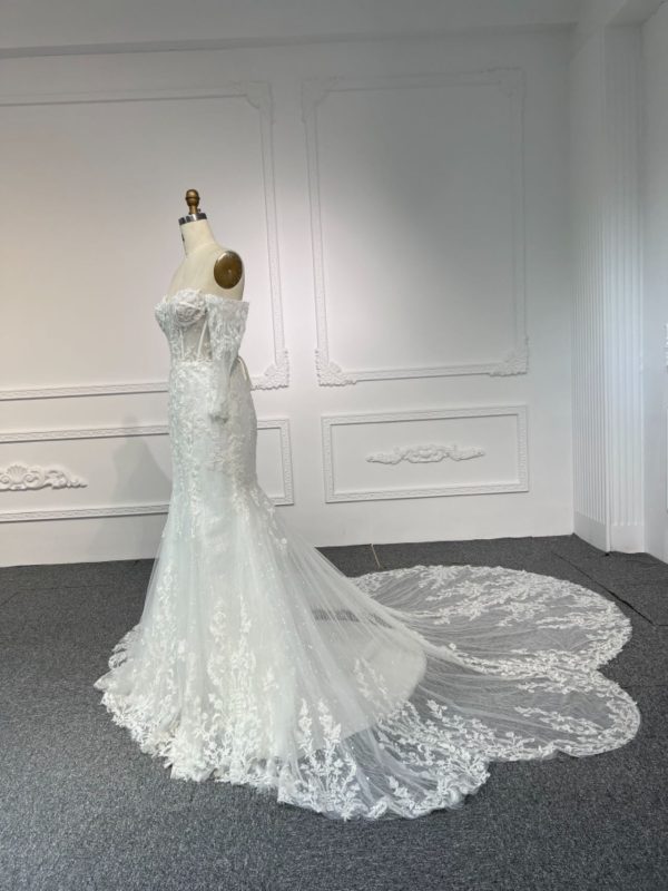 BYG#LB47 LACE BEADINGS MERMAID DRESS WEDDING DRESS WITH LONG SLEEVE - Image 6