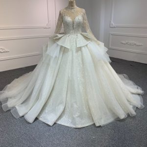 BYG#PD004 Long-sleeved luxury beaded premium lace with floating panels