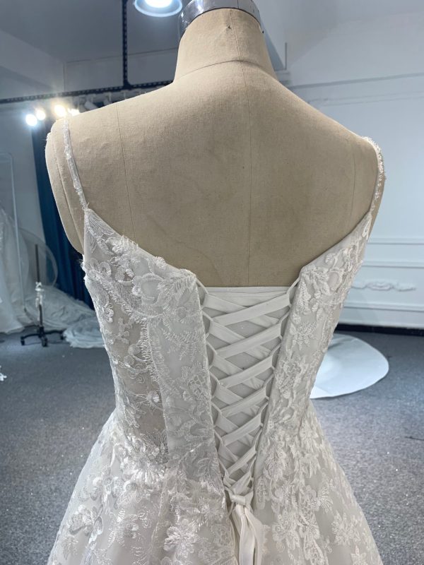 BYG#Y2307 LACE BEADINGS A LINE WEDDING DRESS WITH SMALL SHOULDER STRAP. - Image 5