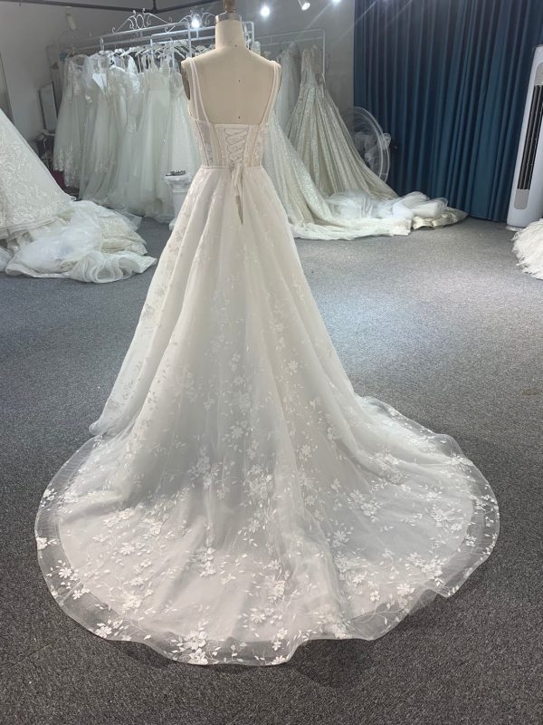 BYG#Y2309 LACE BEADINGS A LINE WEDDING DRESS WITH SMALL SHOULDER STRAP. - Image 2