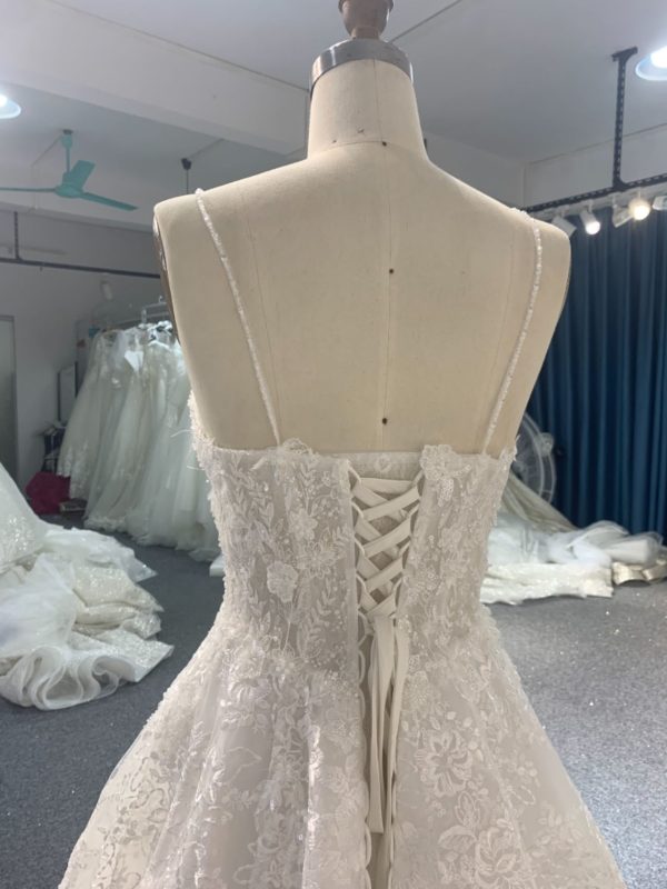BYG#Y2313 DEEP V NECKLINE A LINE WEDDING DRESS WITH SMALL SHOULDER STRAP - Image 5