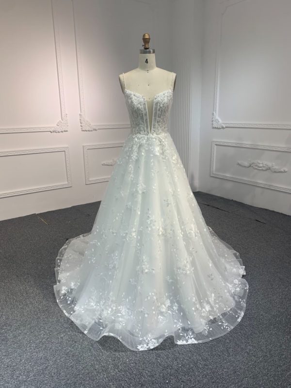 BYG#Y2314 LACE BEADINGS A LINE WEDDING DRESS